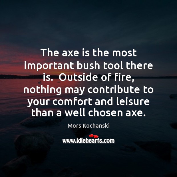 The axe is the most important bush tool there is.  Outside of Image