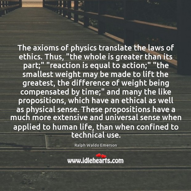 The axioms of physics translate the laws of ethics. Thus, “the whole 