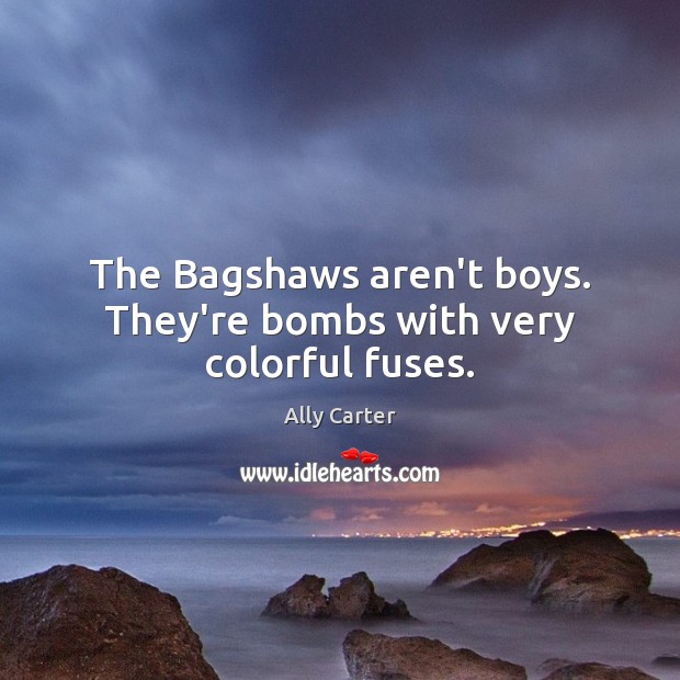 The Bagshaws aren’t boys. They’re bombs with very colorful fuses. Ally Carter Picture Quote