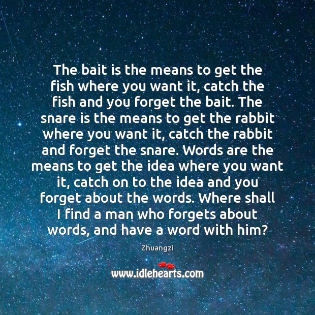 The bait is the means to get the fish where you want Zhuangzi Picture Quote