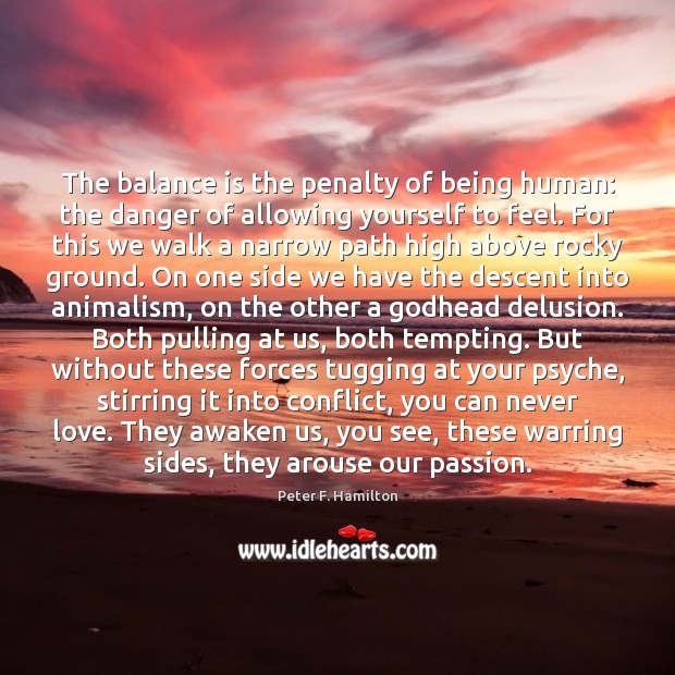 The balance is the penalty of being human: the danger of allowing Passion Quotes Image
