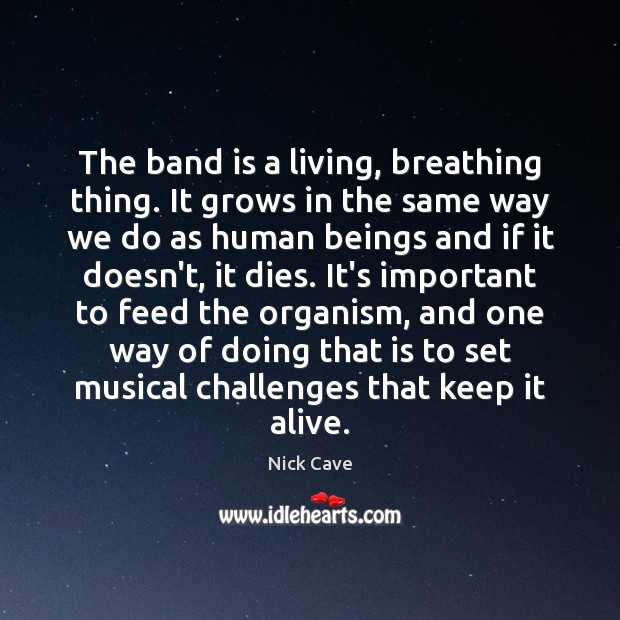 The band is a living, breathing thing. It grows in the same Nick Cave Picture Quote
