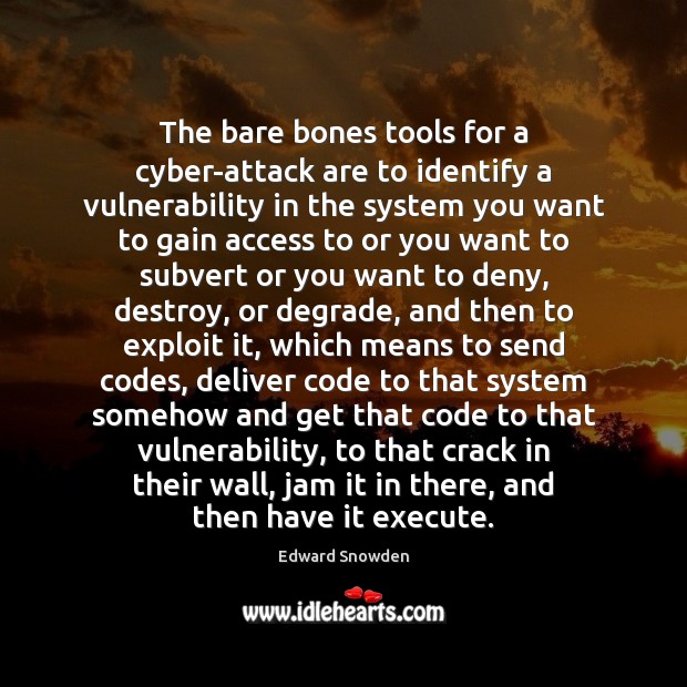 The bare bones tools for a cyber-attack are to identify a vulnerability Execute Quotes Image