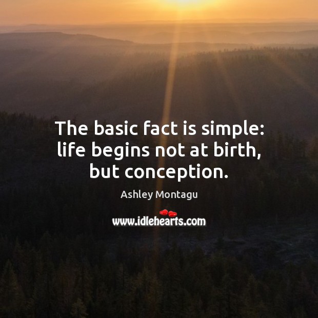The basic fact is simple: life begins not at birth, but conception. Image