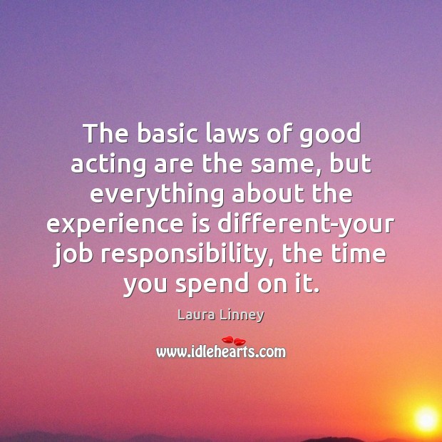 The basic laws of good acting are the same, but everything about Experience Quotes Image