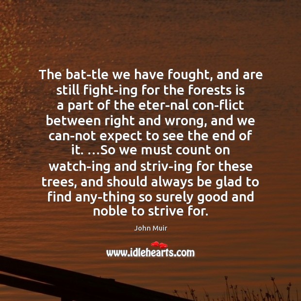 The bat­tle we have fought, and are still fight­ing for John Muir Picture Quote
