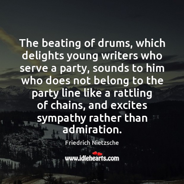 The beating of drums, which delights young writers who serve a party, Image