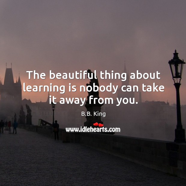 The beautiful thing about learning is nobody can take it away from you. B.B. King Picture Quote