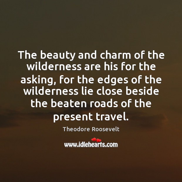 The beauty and charm of the wilderness are his for the asking, Theodore Roosevelt Picture Quote