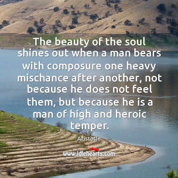 The beauty of the soul shines out when a man bears with composure one heavy mischance after another 