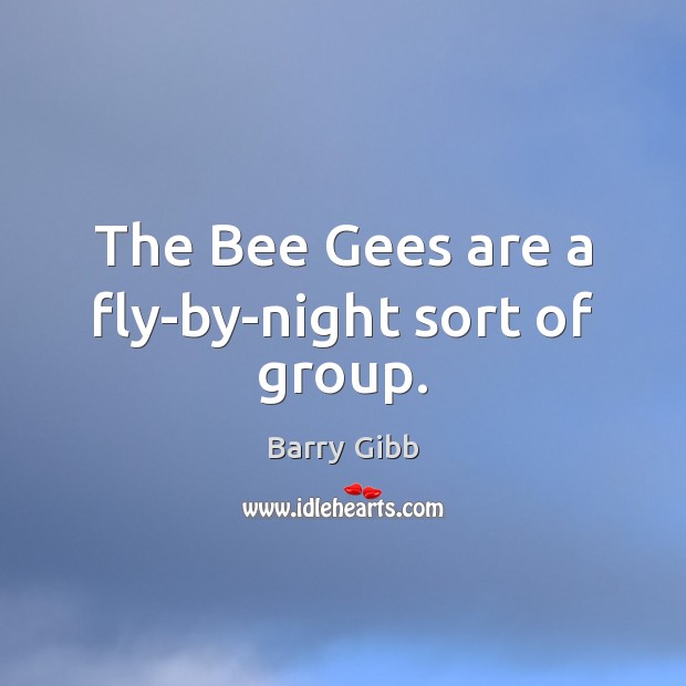 The Bee Gees are a fly-by-night sort of group. Barry Gibb Picture Quote
