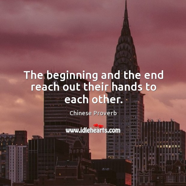 The beginning and the end reach out their hands to each other. Chinese Proverbs Image