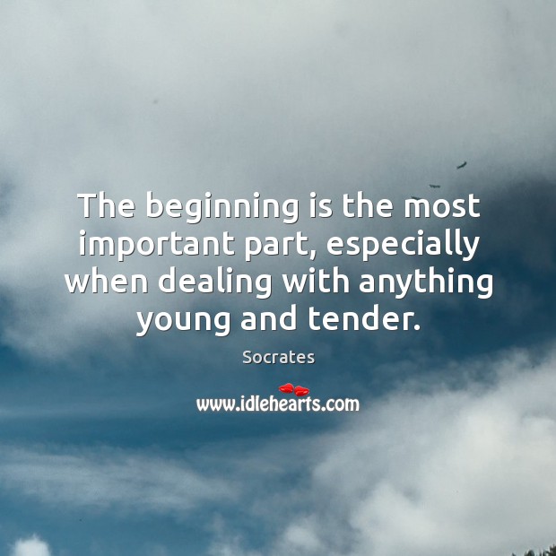 The beginning is the most important part, especially when dealing with anything Socrates Picture Quote