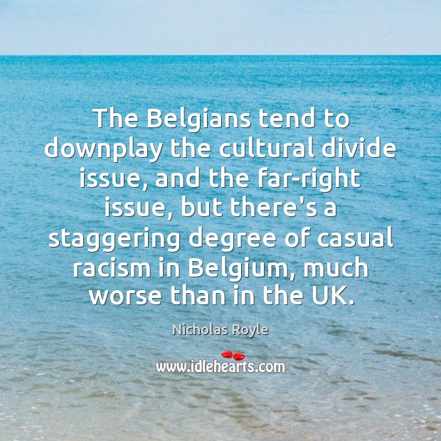 The Belgians tend to downplay the cultural divide issue, and the far-right Image
