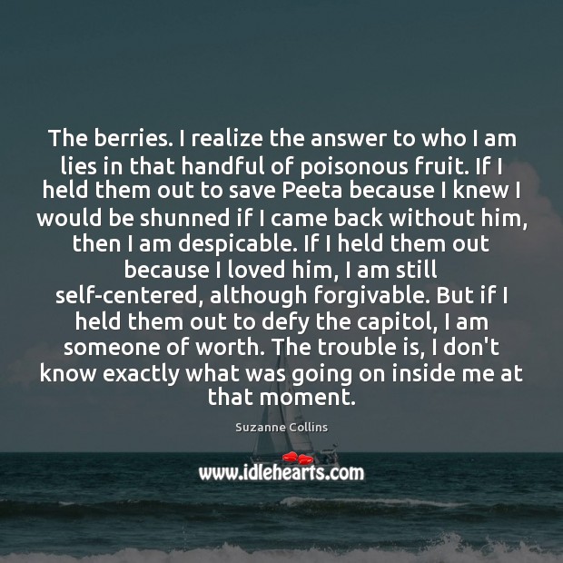 The berries. I realize the answer to who I am lies in Realize Quotes Image
