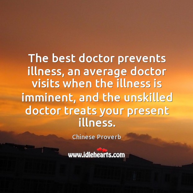 The best doctor prevents illness, an average doctor visits Chinese Proverbs Image