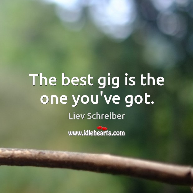 The best gig is the one you’ve got. Liev Schreiber Picture Quote