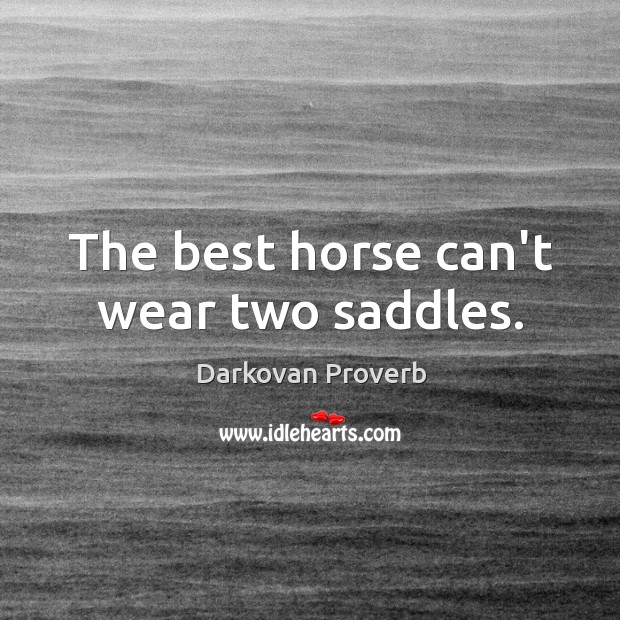 The best horse can’t wear two saddles. Darkovan Proverbs Image