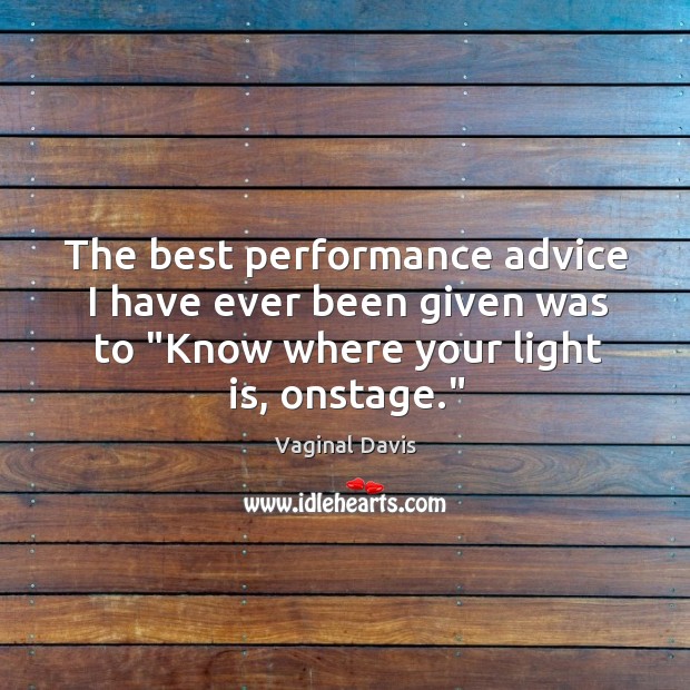 The best performance advice I have ever been given was to “Know Image