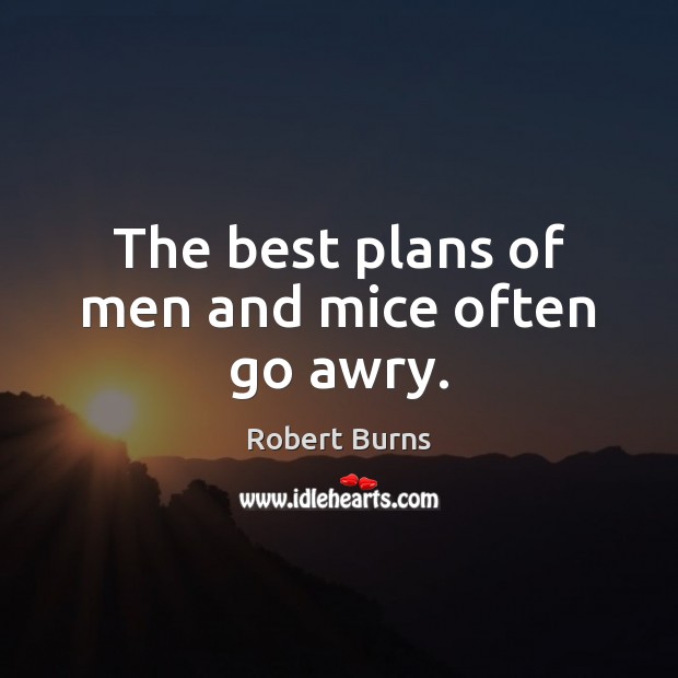 The best plans of men and mice often go awry. Robert Burns Picture Quote