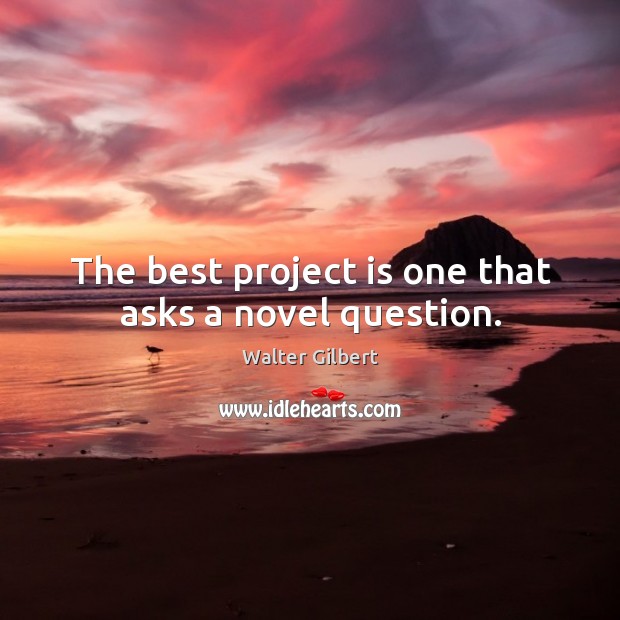 The best project is one that asks a novel question. Walter Gilbert Picture Quote
