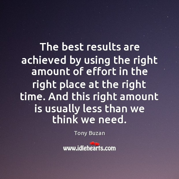 The best results are achieved by using the right amount of effort Image