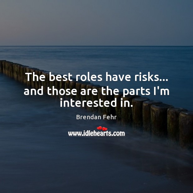 The best roles have risks… and those are the parts I’m interested in. Brendan Fehr Picture Quote