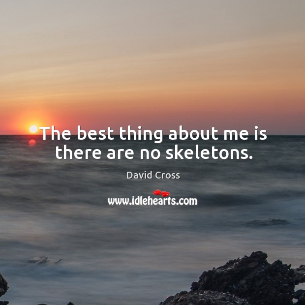 The best thing about me is there are no skeletons. David Cross Picture Quote