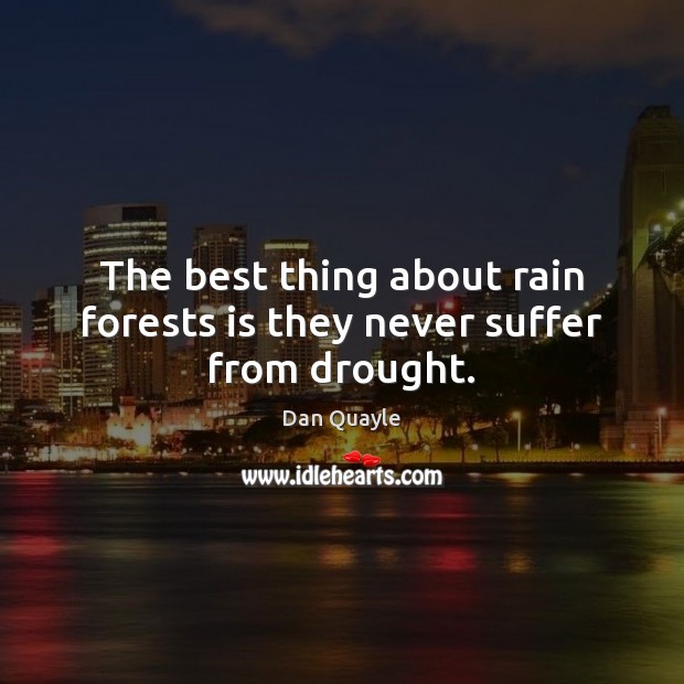 The best thing about rain forests is they never suffer from drought. Dan Quayle Picture Quote