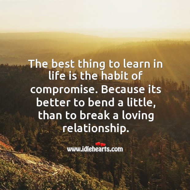 The best thing to learn in life is the habit of compromise. Image