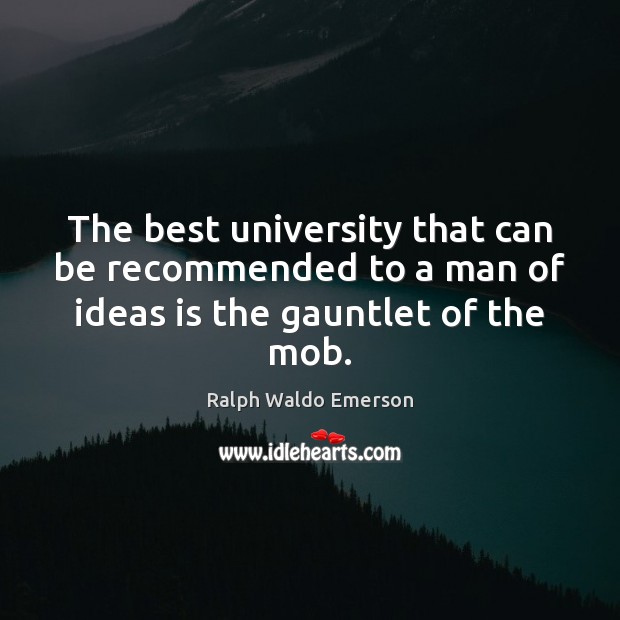 The best university that can be recommended to a man of ideas is the gauntlet of the mob. 
