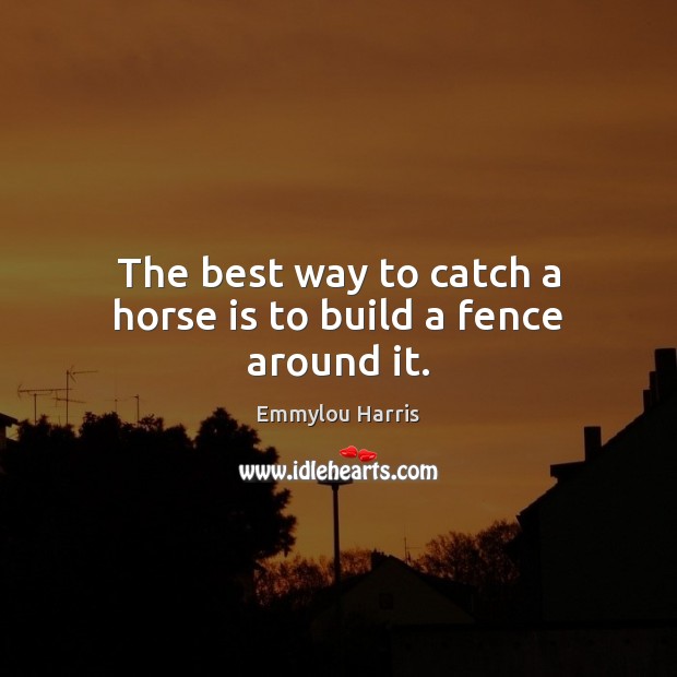 The best way to catch a horse is to build a fence around it. Emmylou Harris Picture Quote