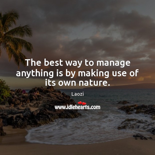 The best way to manage anything is by making use of its own nature. Laozi Picture Quote