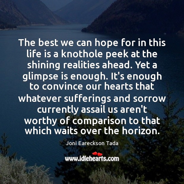 The best we can hope for in this life is a knothole Joni Eareckson Tada Picture Quote