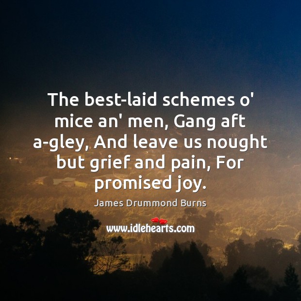 The best-laid schemes o’ mice an’ men, Gang aft a-gley, And leave James Drummond Burns Picture Quote