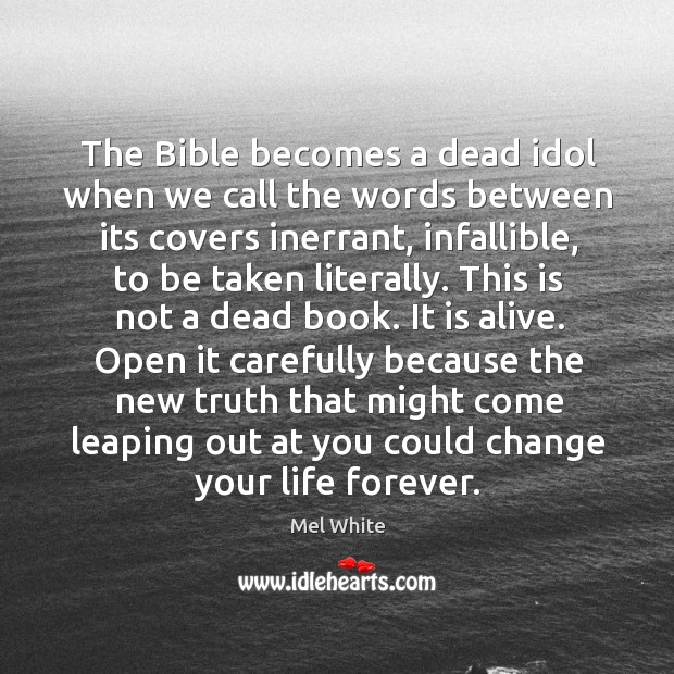 The Bible becomes a dead idol when we call the words between Mel White Picture Quote