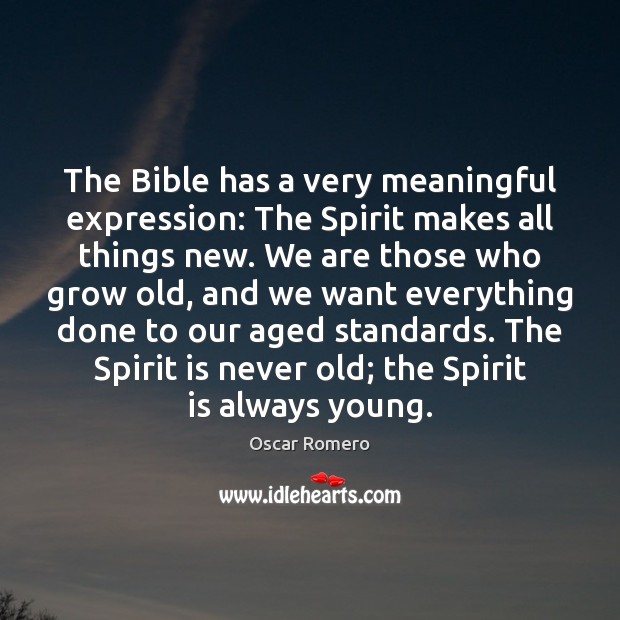 The Bible has a very meaningful expression: The Spirit makes all things Oscar Romero Picture Quote
