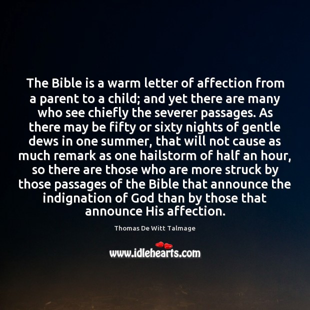 The Bible is a warm letter of affection from a parent to Image