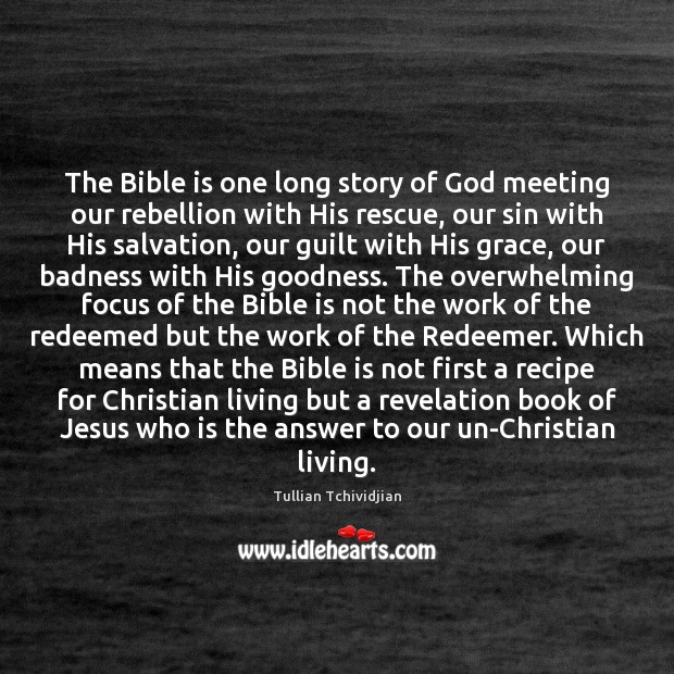 The Bible is one long story of God meeting our rebellion with Tullian Tchividjian Picture Quote