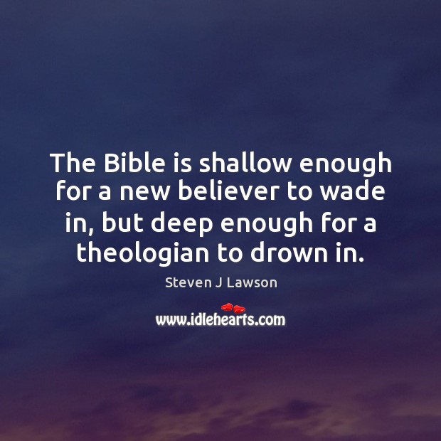 The Bible is shallow enough for a new believer to wade in, Steven J Lawson Picture Quote