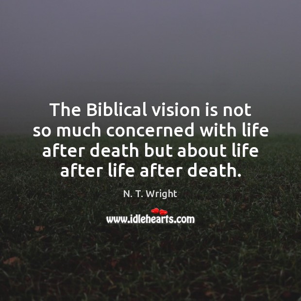 The Biblical vision is not so much concerned with life after death N. T. Wright Picture Quote