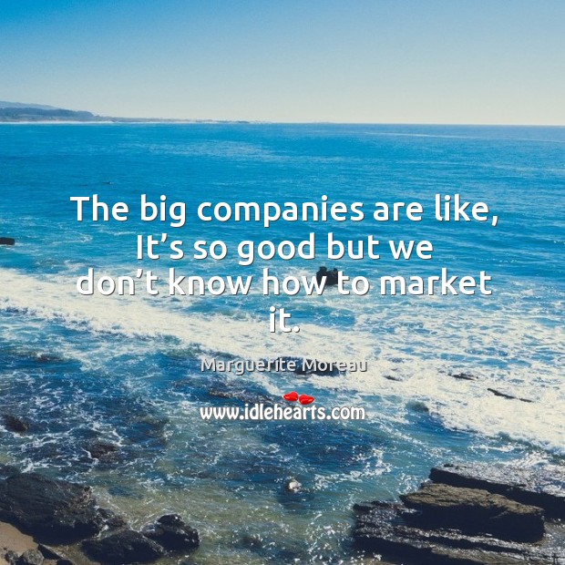 The big companies are like, it’s so good but we don’t know how to market it. Marguerite Moreau Picture Quote