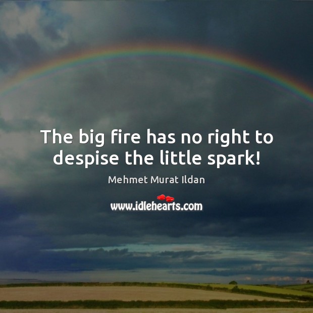 The big fire has no right to despise the little spark! Image