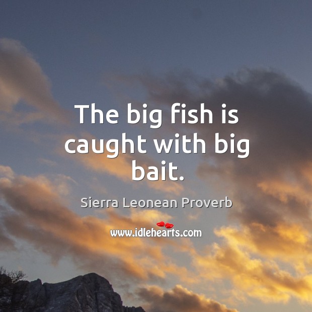 The big fish is caught with big bait. Image
