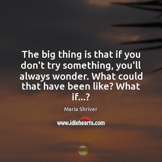 The big thing is that if you don’t try something, you’ll always Maria Shriver Picture Quote