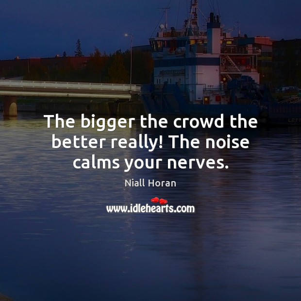 The bigger the crowd the better really! The noise calms your nerves. Niall Horan Picture Quote