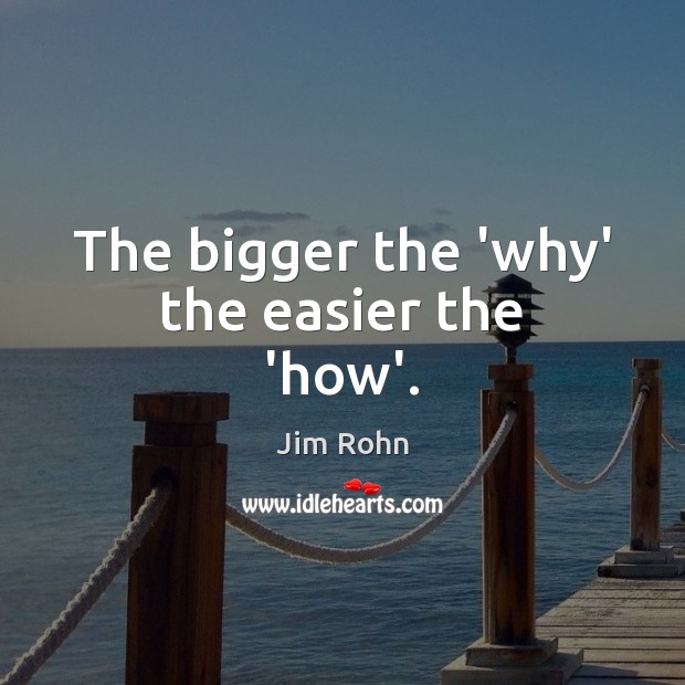 The bigger the ‘why’ the easier the ‘how’. Image