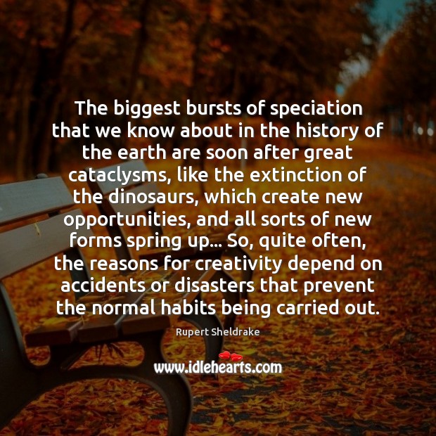 The biggest bursts of speciation that we know about in the history Rupert Sheldrake Picture Quote