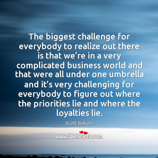 The biggest challenge for everybody to realize out there Business Quotes Image