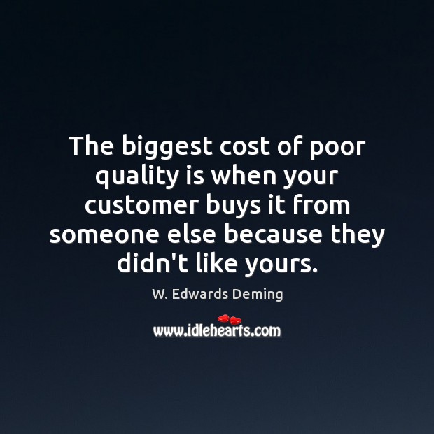 The biggest cost of poor quality is when your customer buys it Image